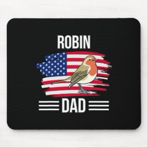 Bird Us Flag 4th Of July Father's Day Robin Dad Mouse Mat