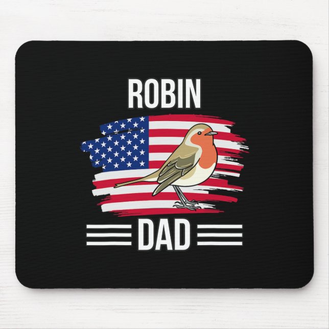 Bird Us Flag 4th Of July Father's Day Robin Dad  Mouse Mat (Front)