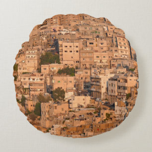 Bird view on Arab city. Amman. Jordan. Middle East Round Cushion