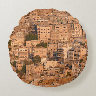 Bird view on Arab city. Amman. Jordan. Middle East Round Cushion