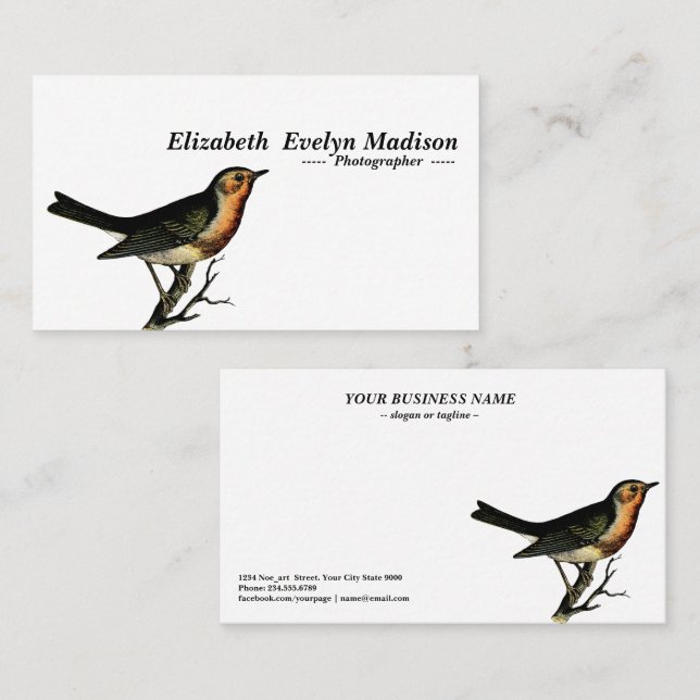 bird vintage engraving business card (Front/Back)