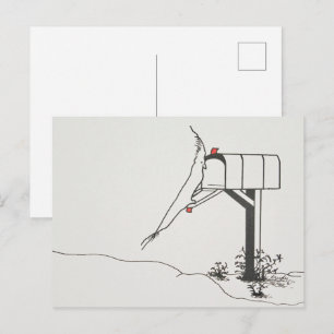 Bird Waiting for Mail at the Mailbox Postcard