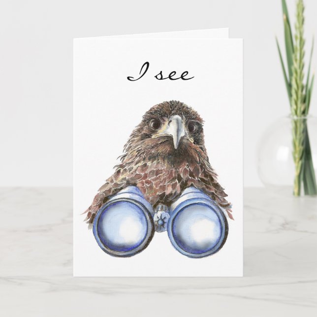 Bird Watcher Birthday Animal Humour watercolor Card (Front)