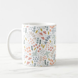 Bird Watcher Gift Blue Bird Lover Floral Birthday Coffee Mug