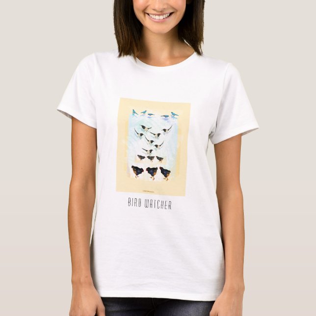 Bird watcher - multi bird painting T-Shirt (Front)