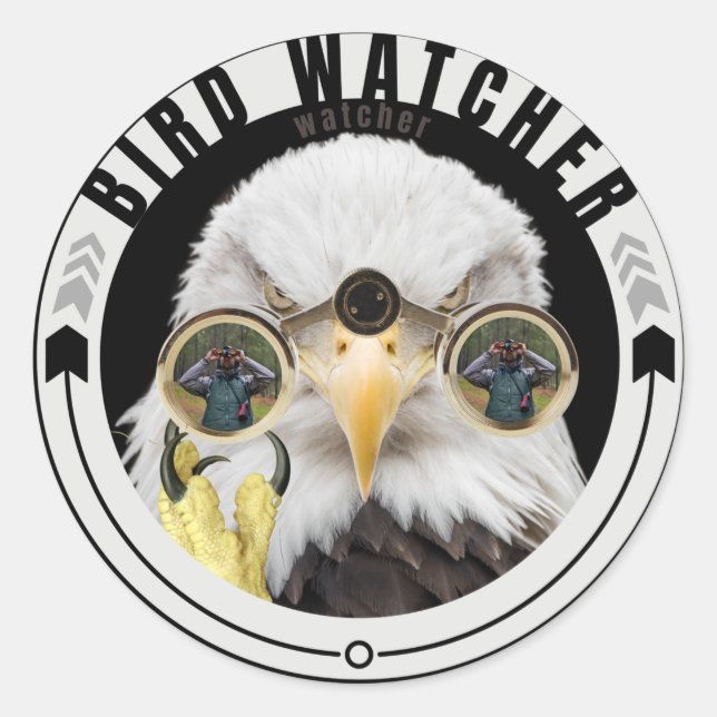 Bird Watcher 'watcher', Bird Watching Eagle Classic Round Sticker (Front)