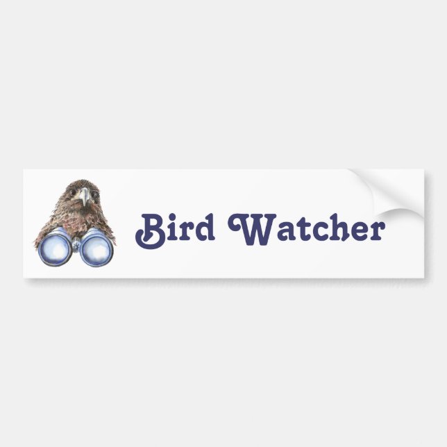 Bird Watcher Watching You Animal Humour watercolor Bumper Sticker (Front)