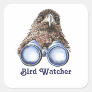 Bird Watcher Watching You Animal Humour watercolor Square Sticker