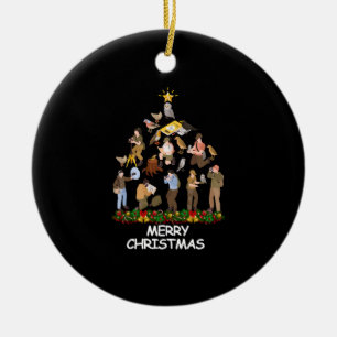 Bird Watching Christmas Tree Merry Christmas Ceramic Tree Decoration
