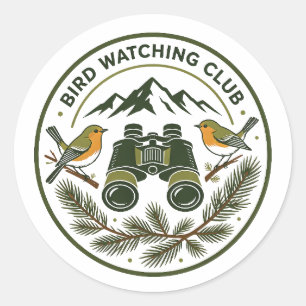 BIRD WATCHING CLUB CLASSIC ROUND STICKER