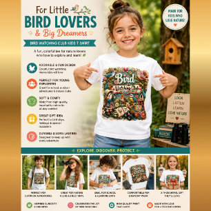 Bird Watching Club Kids T-Shirt   Cute Bird Lover 