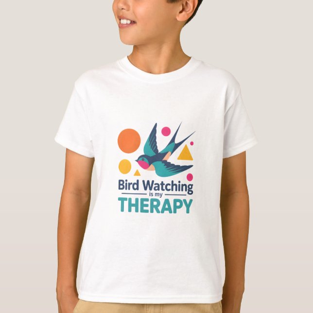 Bird Watching is My Therapy - Swallow Geometric De T-Shirt (Front)