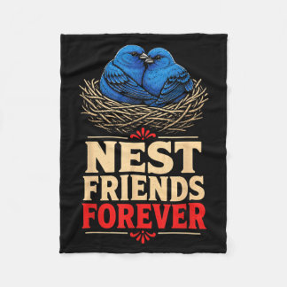 Bird Watching Nest Friends Forever Indigo Bunting Fleece Blanket