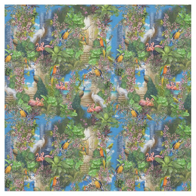 Bird Watching Paradise Fabric (Close Up)
