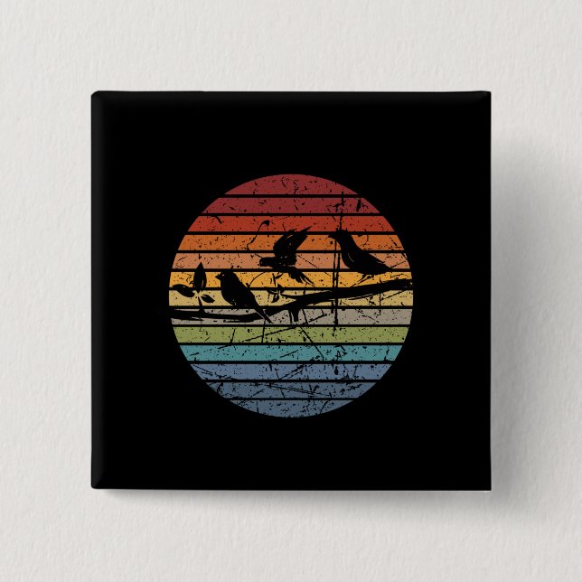 Bird Watching Retro 15 Cm Square Badge (Front)