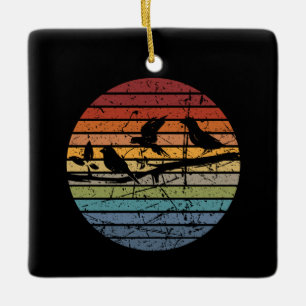 Bird Watching Retro  Ceramic Ornament