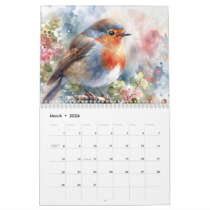 Bird Watercolor Art Calendar