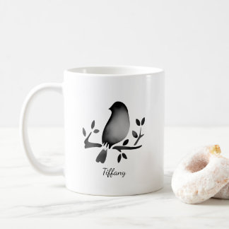 Bird watercolor black white saturated coffee mug