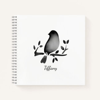 Bird watercolor black white saturated notebook