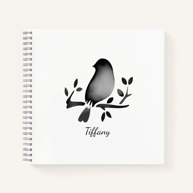 Bird watercolor black white saturated notebook (Front)