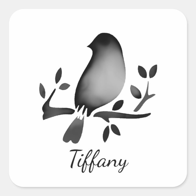 Bird watercolor black white saturated square sticker (Front)