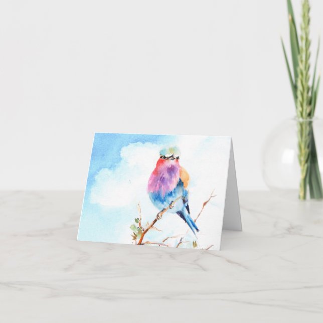Bird watercolor blank note card. card (Front)