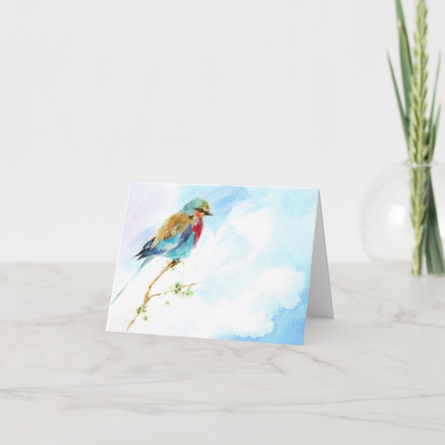 Bird watercolor blank note card. card (Front)