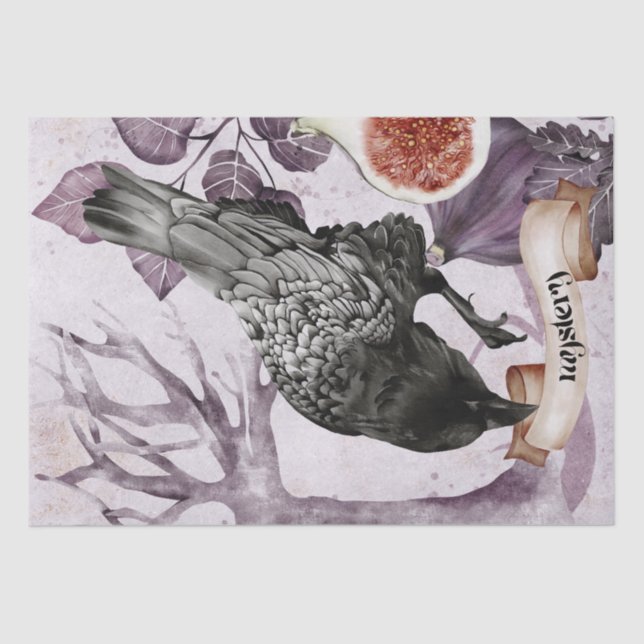 Bird Watercolor Fall Mysterious Autumn Oracle Tissue Paper (Front)