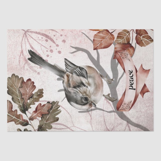 Bird Watercolor Fall Mysterious Autumn Oracle Tissue Paper (Front)