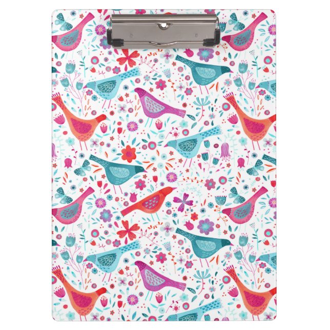 Bird Watercolor Floral Boho Clipboard (Front)
