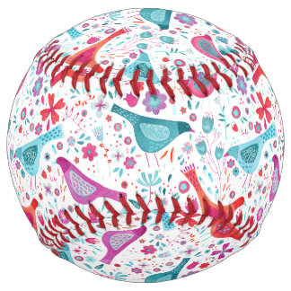 Bird Watercolor Floral Boho Softball