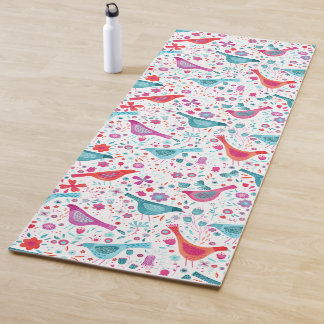 Bird Watercolor Floral Boho Yoga Mat