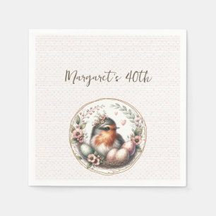 Bird Watercolor Napkin