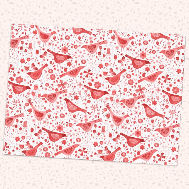 Bird Watercolor Red Tissue Paper (Creator Uploaded)
