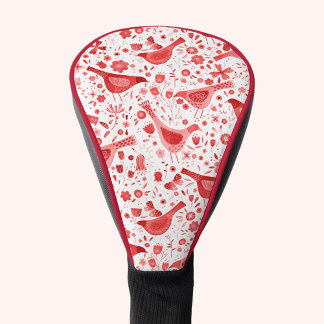 Bird Watercolor Red White Golf Head Cover