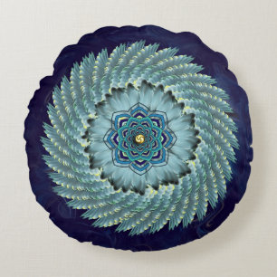 Bird Wing Lotus Mandala Round Pillow