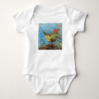 bird with a red head, painting , contemporary art  baby bodysuit