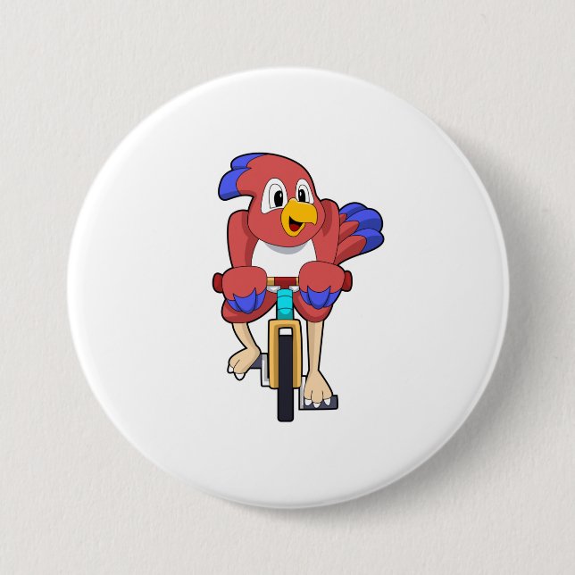 Bird with Bicycle 7.5 Cm Round Badge (Front)