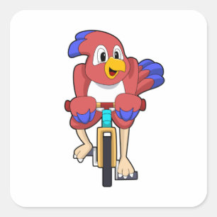 Bird with Bicycle Square Sticker
