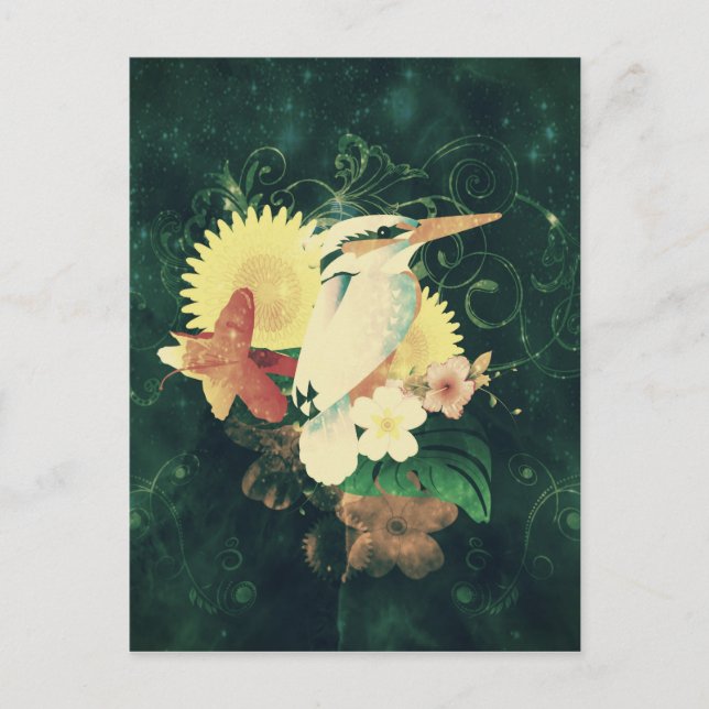 Bird with flowers postcard (Front)