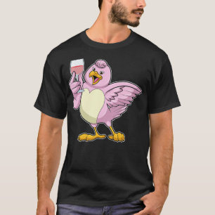 Bird with Glass of Red wine T-Shirt