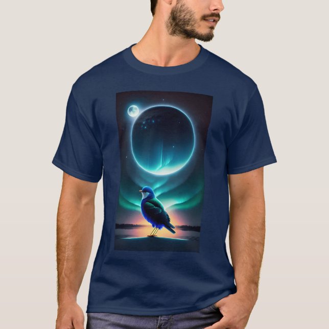 Bird with moon funny T-Shirt (Front)