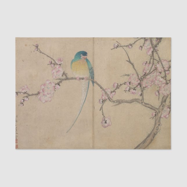 Bird With Plum Blossoms Tissue Paper (Front)