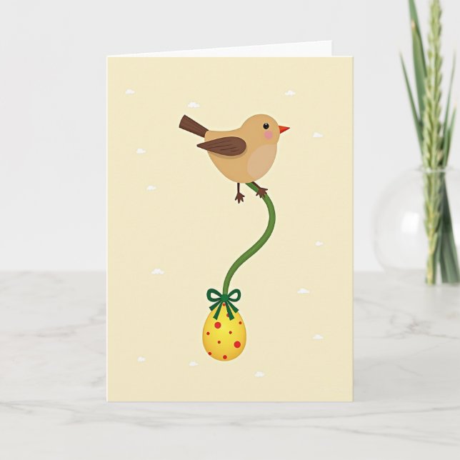 Bird With Polka Dot Egg Design Card (Front)