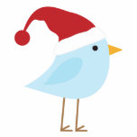 Bird with Santa Hat Christmas Ornament Photo Sculpture Decoration<br><div class="desc">Art by Cocoa Studio</div>