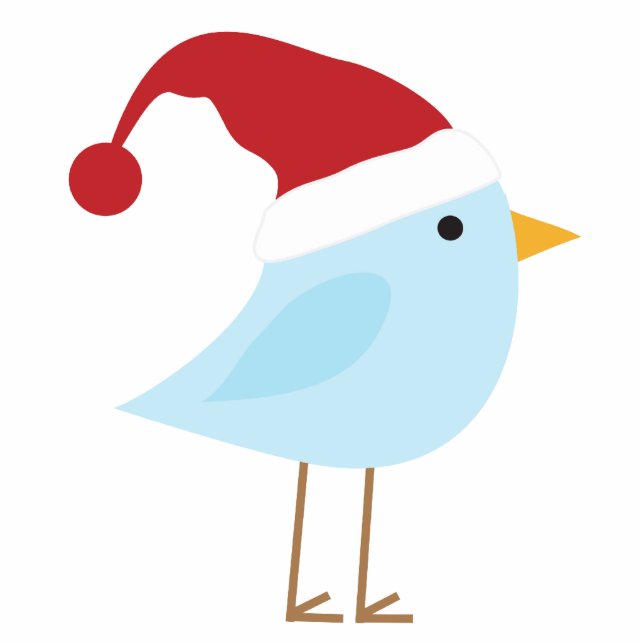 Bird with Santa Hat Christmas Ornament Photo Sculpture Decoration (Front)