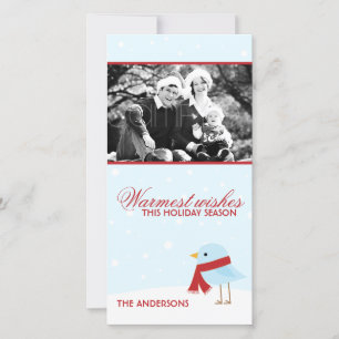 Bird with Scarf Christmas Photocards Holiday Card