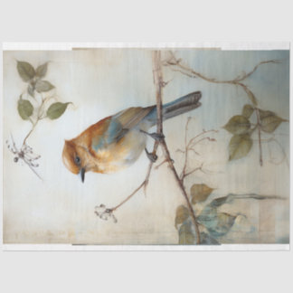 Bird with watercolor background tissue paper