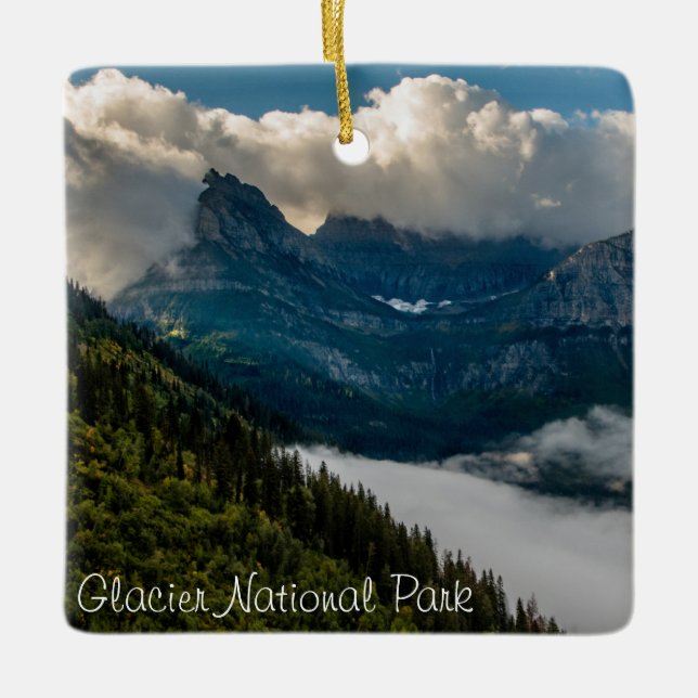 Bird Woman Falls Glacier National Park Ceramic Ornament (Front)