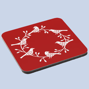 Bird Wreath Modern Scandinavian Festive Coaster
